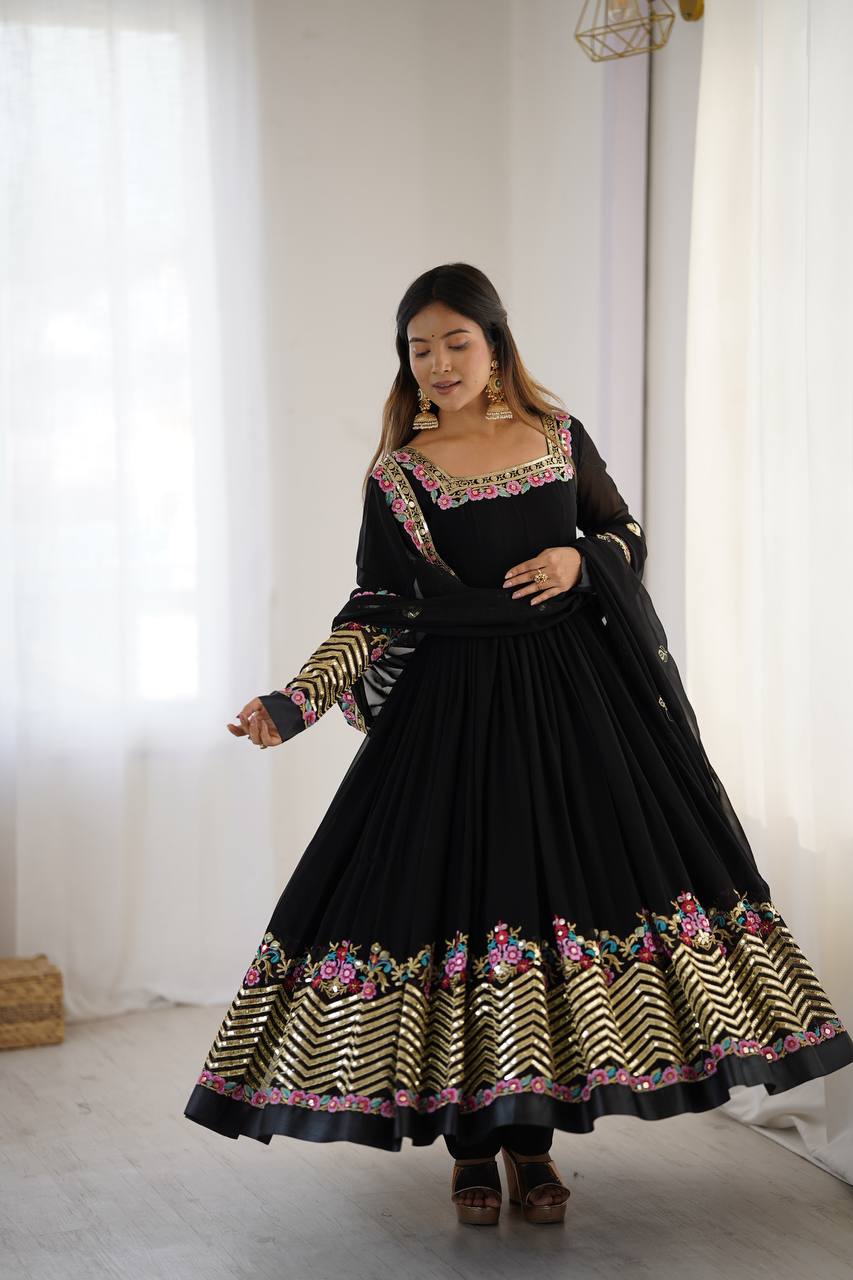 π Elegant Embroidered Sequence Designer Anarkali Three Piece Set β Festive & Party Ready π«